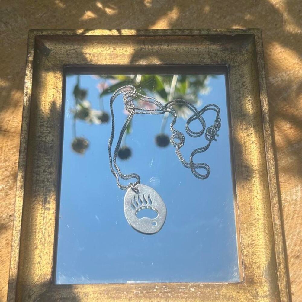925 silver bear paw necklace